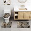 3 Piece Bath Mat Set Mixture of Black Gray and Gold Marble Pattern Bathroom Rug Non Slip Shower Rugs Extra Soft and Water Absorbent Floor Mats Toilet Contour Mat Lid Cover view 2