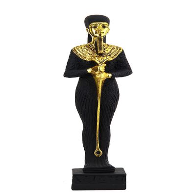 Ancient Egyptian statue of Ptah is an ancient Egyptian deity, as creator god and patron of craftsmen and architect. In the triad of Memphis Heavy stone gold leaf hand painted made in Egypt.