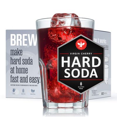 BrewDemon Hard Soda Brewing Kit Plus with Bottles - Our Conical Fermenter Eliminates Sediment and Makes of Great Tasting Hard Soda - 1 Gallon Virgin Cherry