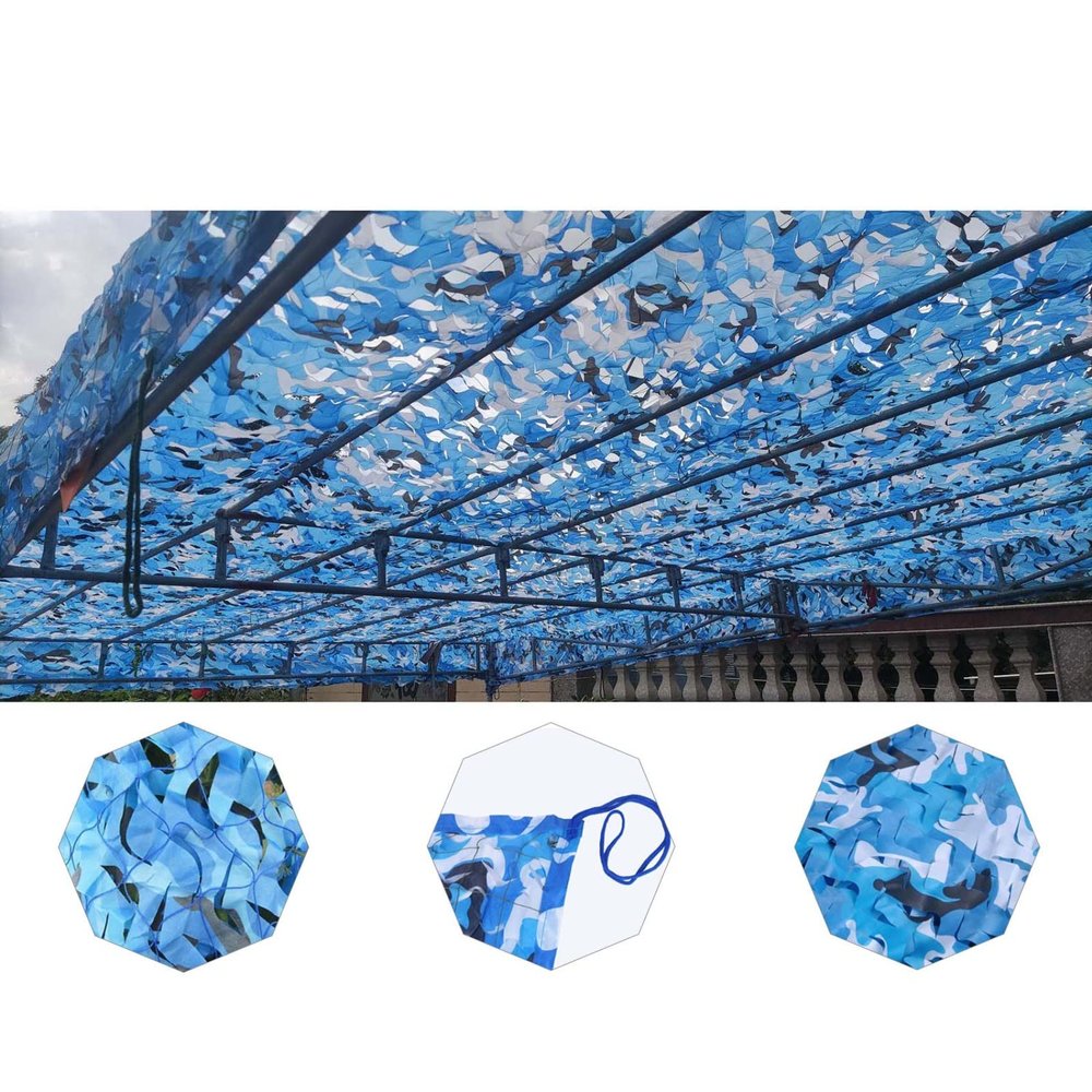 KOOEIN Camouflage Net Blue,Sunscreen Camo Netting,Children's Camouflage Decoration Net,Hunting Military Hide,Anti-uv Net,Privacy Screen,1.5m,2m,3m,4m,5m,6m,7m,8m,3x6m/9.8x19.7ft