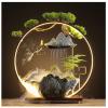 HSINYA Peacock Tabletop Water Fountains Indoor Waterfall with LED Light Zen Decor for Meditation with Mist Japanese Decor with Fake Plants Feng Shui Decoration for Good Luck Wealth view 1
