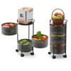 JAQ 3-Tier No Assembly Vegetable Storage Rack, Under Counter Rotating Fruit Basket with Wheels, Carbon Steel Kitchen Organizer for Potato Onion, Fruteros para Cocina, Black view 1