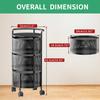 JAQ 3-Tier No Assembly Vegetable Storage Rack, Under Counter Rotating Fruit Basket with Wheels, Carbon Steel Kitchen Organizer for Potato Onion, Fruteros para Cocina, Black view 2