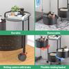 JAQ 3-Tier No Assembly Vegetable Storage Rack, Under Counter Rotating Fruit Basket with Wheels, Carbon Steel Kitchen Organizer for Potato Onion, Fruteros para Cocina, Black view 3