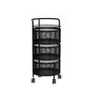 JAQ 3-Tier No Assembly Vegetable Storage Rack, Under Counter Rotating Fruit Basket with Wheels, Carbon Steel Kitchen Organizer for Potato Onion, Fruteros para Cocina, Black view 4