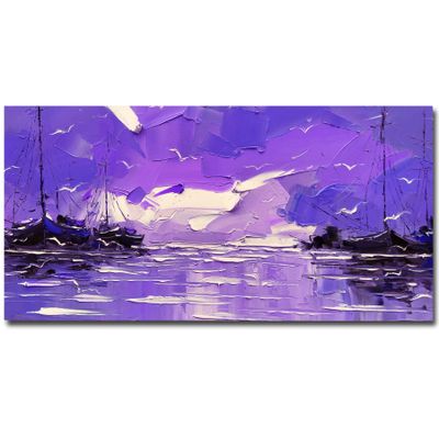 100% Hand-Painted Original Oil Painting Ocean Decor Wall Beach Wall Decorations for Bedroom Farmhouse Kitchen Decor Contemporary Art Gifts for Women Who Has Everything 64X32in Unframed