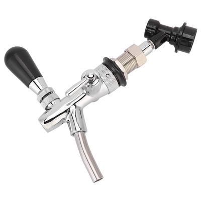 Adjustable Keg Beer Tap Faucet, Stainless Steel and Chrome Plated Material Adjustable Beer Tap Faucet Keg Beer Homebrewing Tap with Ball Lock Liquid Disconnect