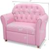 Fireflowery Kids Sofa, 37-inch Couch Lounger Chair w/Sturdy Wood Construction & PU Leather Upholstered, Mini Double Foam Play Couch for Toddlers Preschool Girls, Pink view 2
