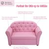 Fireflowery Kids Sofa, 37-inch Couch Lounger Chair w/Sturdy Wood Construction & PU Leather Upholstered, Mini Double Foam Play Couch for Toddlers Preschool Girls, Pink view 4