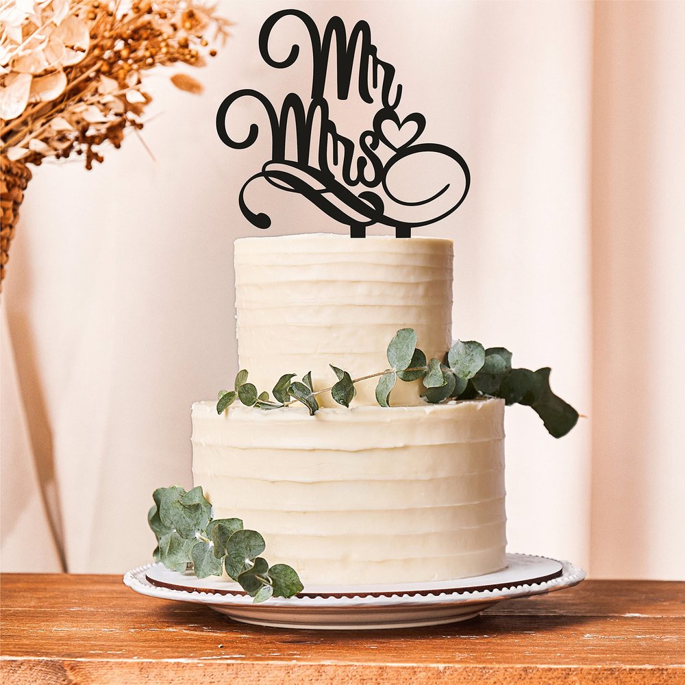 Mr & Mrs Gold Wedding Cake Topper, Calligraphy Mr and Mrs Wedding Cake Topper, Heart, Custom wedding toppers, Gold Cake Topper