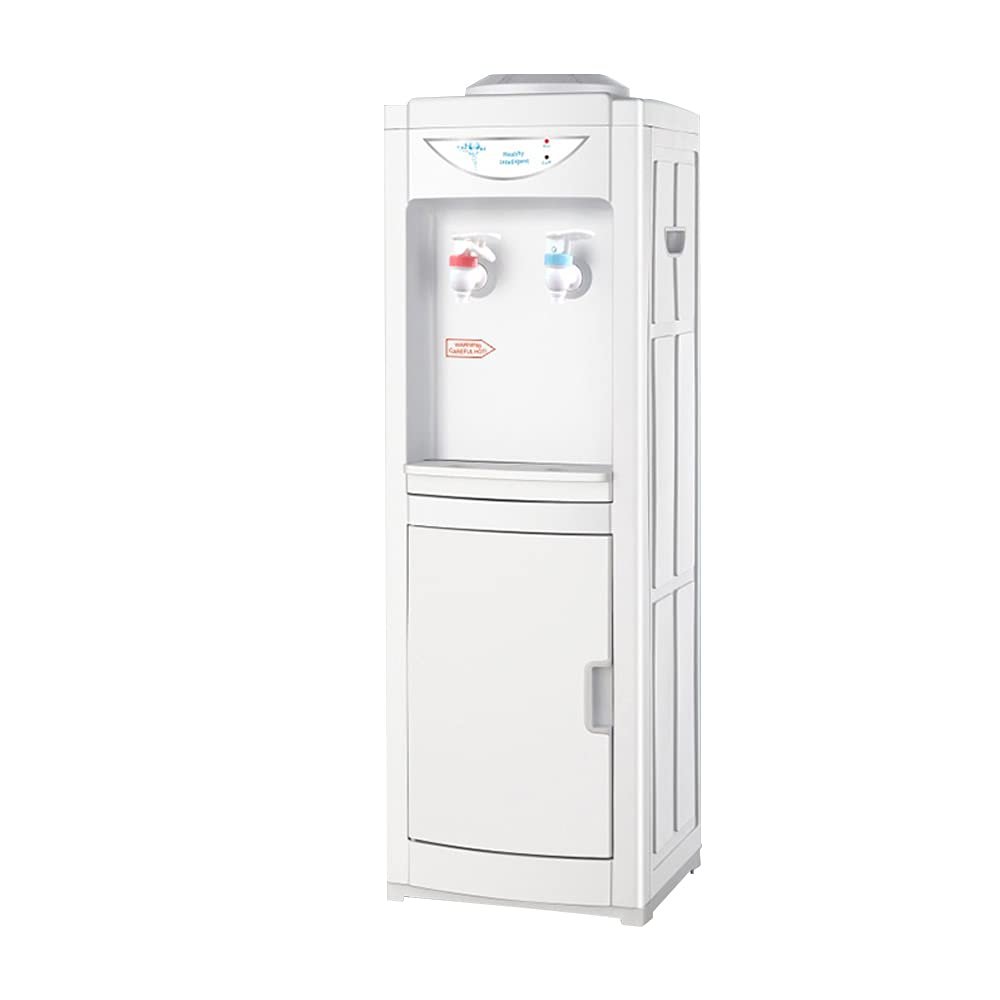 RICA-J Water Dispenser, 5 Gallon Top Loading Water Cooler, Plastic Water Cooler Dispenser with Child Safety Lock & Cabinet, White (RJVWD02AEWT)