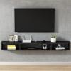 WANGPP Floating TV Stand Cabinet,Wall-Mounted Shelf Unit,Hanging TV Console,Entertainment Center Cabinet Component for Living Room Bedroom (Color : Black, Size : 120x24x20cm) view 1