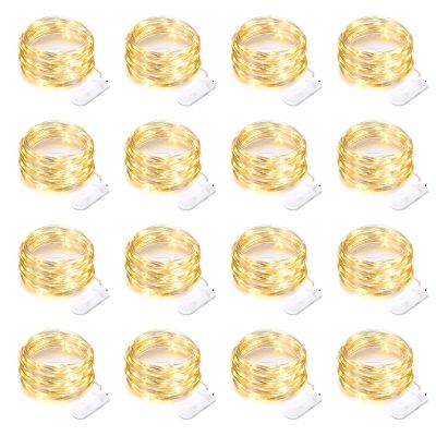 16 Pack 30 Led Fairy Lights Battery Operated String Lights 10 Feet Waterproof Twinkle Lights Mason Jar Lights Silver Wire Firefly Lights for Christmas Party Wedding Patio Warm White