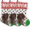 MALIHONG 3 Packs Personalized Black Polka Dot Christsmas Stocking with Cute Dog Brittany Red and White Buffalo Plaid Xmas Decor Gift 14.4 Inch view 1