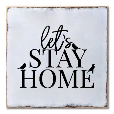 Alioyoit Rustic Wood Sign Vinatge Home Decor Sign Let's Stay Home Distressed Wooden Sign Vintage Wall Hanging Art Plaque for Farmhouse Room Porch Door Wall Decoration