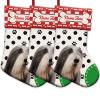 MALIHONG 3 Packs Personalized Black Polka Dot Christsmas Stocking with Cute Dog Bearded Collie Red and White Buffalo Plaid Xmas Decor Gift 14.4 Inch view 1