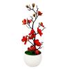 Bluelanss Artificial Flower in Pot Bonsai Realistic Anti Fade Faux Silk Flower Fake Plum Blossom Flower Plants Tabletops Potted Flowers Ornaments Home Hotel Garden Wedding Office Table Decoration Red view 1