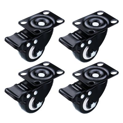 4 Pcs Swivel Castors 40mm/50mm, Furniture Casters, Castor Wheels Heavy Duty with Screws, Trolley Industrial Transport Casters, Replacement Casters, Black,4brakes-40mm/M6