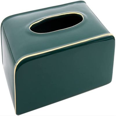 Dongng Tissue Box Cover,Ceramic Rectangle Paper Storage Box,Table Napkin Storage Organizer,Paper Pumping Box Countertops Decoration for Living Room Non-Slip and Portable