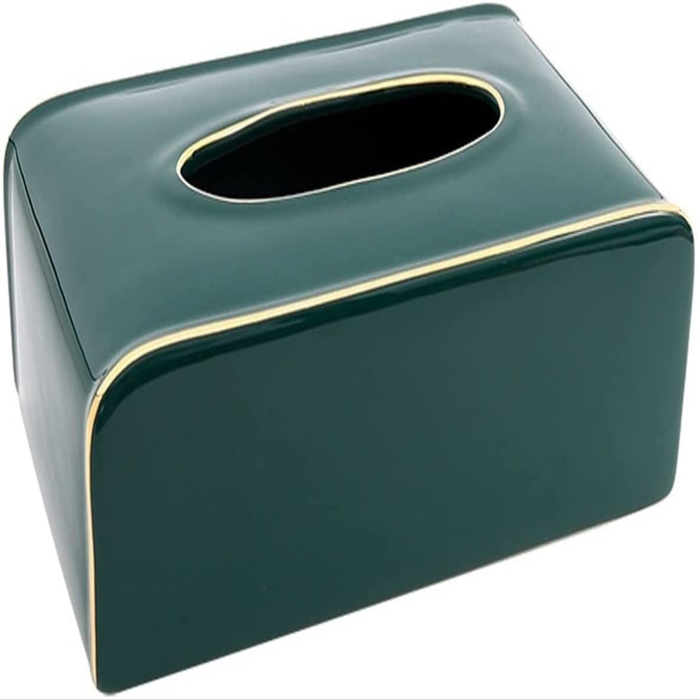 Dongng Tissue Box Cover,Ceramic Rectangle Paper Storage Box,Table Napkin Storage Organizer,Paper Pumping Box Countertops Decoration for Living Room Non-Slip and Portable