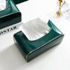 Dongng Tissue Box Cover,Ceramic Rectangle Paper Storage Box,Table Napkin Storage Organizer,Paper Pumping Box Countertops Decoration for Living Room Non-Slip and Portable view 3