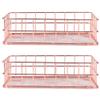 Cyrank Modern Rose Gold Wire Basket 2-Pack, Storage & Organizer for Bathroom, Bedroom, Office (9.6x6.5x2.4in) view 1