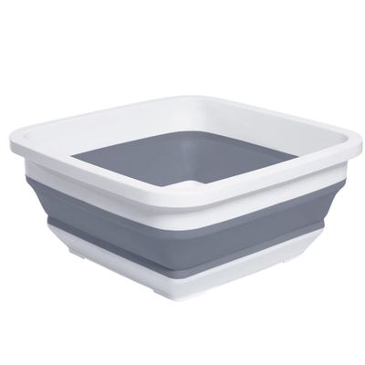 2.4 Gal(9L) Collapsible Dish Pans for Washing Dishes, Space Saving Multiuse Foldable Sink Tub, Kitchen Storage Tray for Outdoor Camping, Vegetable Washing, RV (Gray)