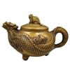 16cm Chinese Antique Brass Turtle Dragon Teapot Home Decorate Crafts view 1