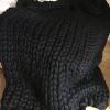 XWCG Chunky Knitted Blanket Chunky Knit Wool Blanket Wool Blend Handmade Soft Throw Sofa Chair Home Decor Yarn Knitted Blanket Throw Home Decor Gift,Black,6080cm view 1