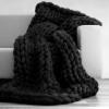 XWCG Chunky Knitted Blanket Chunky Knit Wool Blanket Wool Blend Handmade Soft Throw Sofa Chair Home Decor Yarn Knitted Blanket Throw Home Decor Gift,Black,6080cm view 2