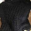 XWCG Chunky Knitted Blanket Chunky Knit Wool Blanket Wool Blend Handmade Soft Throw Sofa Chair Home Decor Yarn Knitted Blanket Throw Home Decor Gift,Black,6080cm view 3