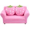 Fireflowery Kids Sofa, Children Upholstered Loveseat Lounge Bed w/ 2 Cute Strawberry Pillows, Children Couch Armrest, Double Seat Kid Sofa for Playroom Bedroom Living Room Baby Room, Pink view 1