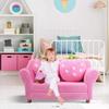Fireflowery Kids Sofa, Children Upholstered Loveseat Lounge Bed w/ 2 Cute Strawberry Pillows, Children Couch Armrest, Double Seat Kid Sofa for Playroom Bedroom Living Room Baby Room, Pink view 2