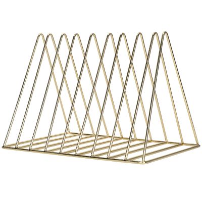 Magazine Holder Rack, Gold Newspapers Holder Desktop Magazine File Sorter Vintage Metal Book Rack Organizer for Home Office