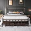 Topeakmart Queen Size Victorian Style Metal Bed Frame with Headboard/Mattress Foundation/No Box Spring Needed/Under Bed Storage/Strong Slat Support Bronze view 1