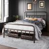 Topeakmart Queen Size Victorian Style Metal Bed Frame with Headboard/Mattress Foundation/No Box Spring Needed/Under Bed Storage/Strong Slat Support Bronze view 3