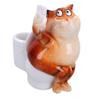 AB Tools Fat Cat Selfie Picture On Toilet Pen Holder Ornament Statue Garden House Resin view 1