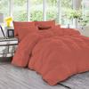 All-Season 500 GSM Brick Red Goose Down 5 Pieces Quiled Pinch Pleated Comforter Set (Comforter + 4 Pillow Cases) 1000 Series Egyptian Cotton Duvet Insert Super Queen view 1