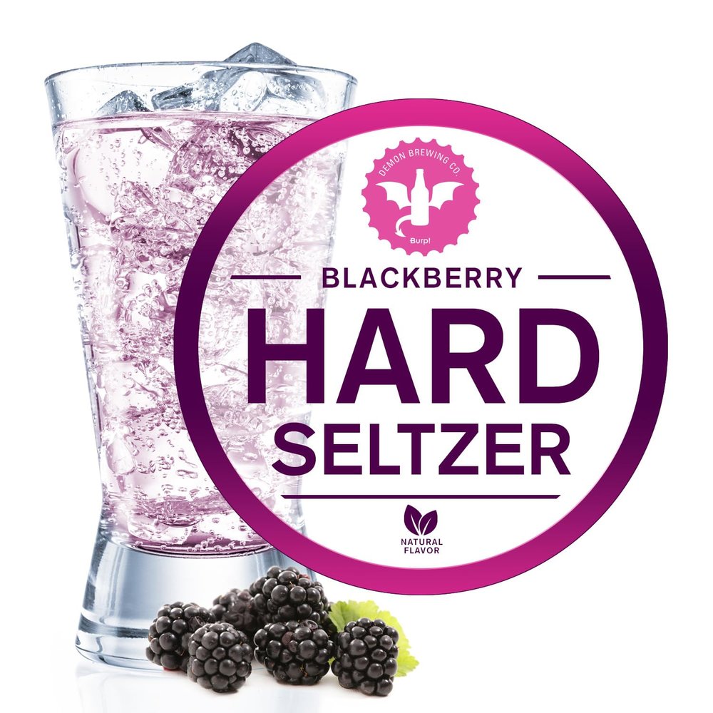 BrewDemon 1 Gal. Blackberry Hard Seltzer Recipe Kit - Makes a Wicked-Good 5.0% ABV Batch of Craft Brewed Hard Seltzer