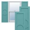12"W x 32"H True Fit PVC Center Circle Arts & Crafts Fixed Mount Shutters, Pure Turquoise (Per Pair - Hardware Not Included) view 1