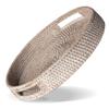14 inch Round Rattan Serving Tray - Modern Woven Tray w/Handles for Dining Table, Livingroom, Patio Decor - Stylish Rattan Tray for Serving Fruits, Breakfast - Ideal for Coffee Table view 1