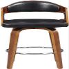 AC Pacific ACBS09 Counter Height Swivel Bar Stool for Kitchen Island, Upholstered in Faux Leather, Mid Century Modern Design, Curved Wood Seat, Metal Footrest and 360 Turn, 27 Inch High, Midnight view 4