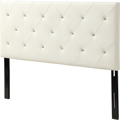 AC Pacific AC-BED16 Faux Leather Upholstered Headboard with Modern Diamond Tufted Design & Crystal Accents, Adjustable Height 48-54", Sturdy Metal Frame, Elegant Bedroom Decor, Queen, Black