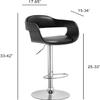 AC Pacific ACBS07 Adjustable Swivel Bar Stool, Seat Height 33 to 42 Inches, Upholstered in Faux Leather, Chrome Metal Base, Padded Cushion & Footrest, Ideal for Kitchen Island Countertops, Midnight view 2