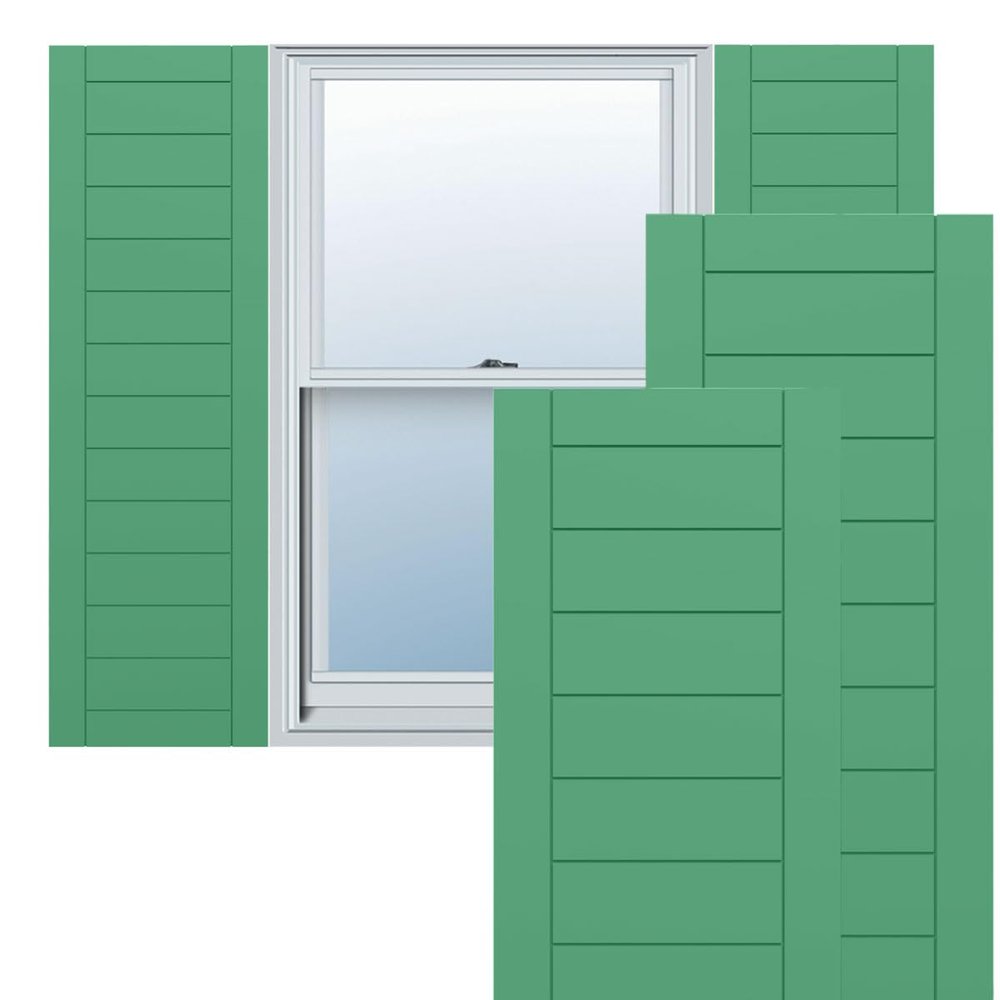 Ekena Millwork TFP001HF18X059LP True Fit PVC Horizontal Slat Framed Modern Style Fixed Mount Shutters, (Per Pair-Hardware Not Included), 18-in. W x 59-in. H, Lily Pads