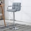 AC Pacific Contemporary Adjustable Swivel Kitchen Bar Stool Chair with Cushion and Armrest, 24"-33", Pewter Gray view 2