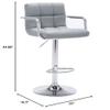 AC Pacific Contemporary Adjustable Swivel Kitchen Bar Stool Chair with Cushion and Armrest, 24"-33", Pewter Gray view 3