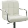 AC Pacific Contemporary Adjustable Swivel Kitchen Bar Stool Chair with Cushion and Armrest, 24"-33", White ACBS15 Daisy White Square view 4