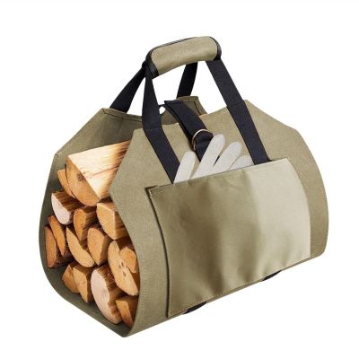 XIANGGUI 1983 Firewood Bag Outdoor Firewood Bags Canvas Tote Bag Firewood Carrier Rack with Storage Pocket Wood Holder Wood Baskets