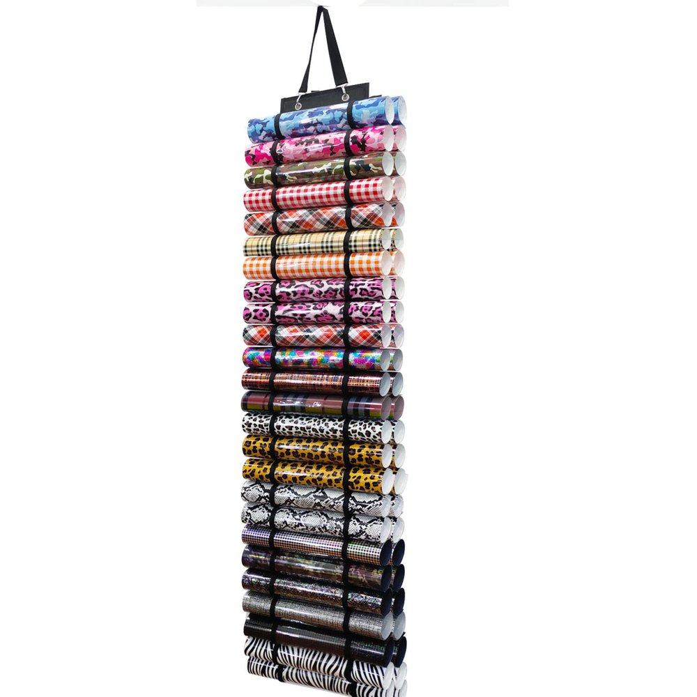 CLZYLRS Storage Organizer Vinyl Roll Holder | Craft Organizer Vinyl Storage Rack | Hanging Organizer Storage (Black, 50)